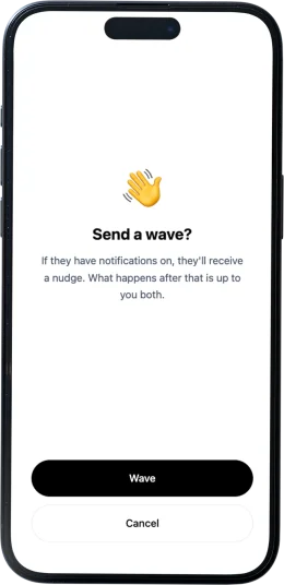 Send a wave: a small nudge to a nearby attendee. What happens next is up to you both.